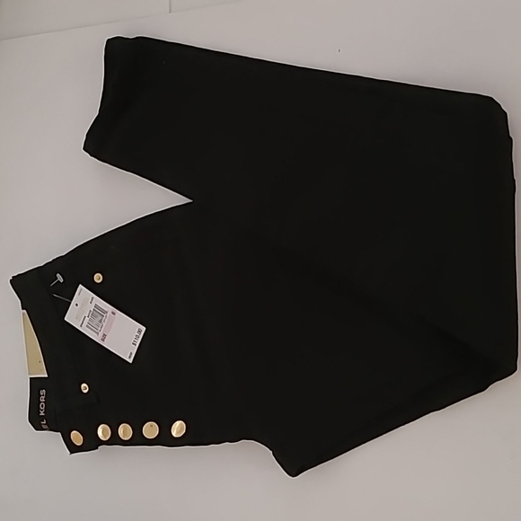 Michael Kors Black Selma Skinny Jeans w/Gold Button Fly - Picture 14 of 16